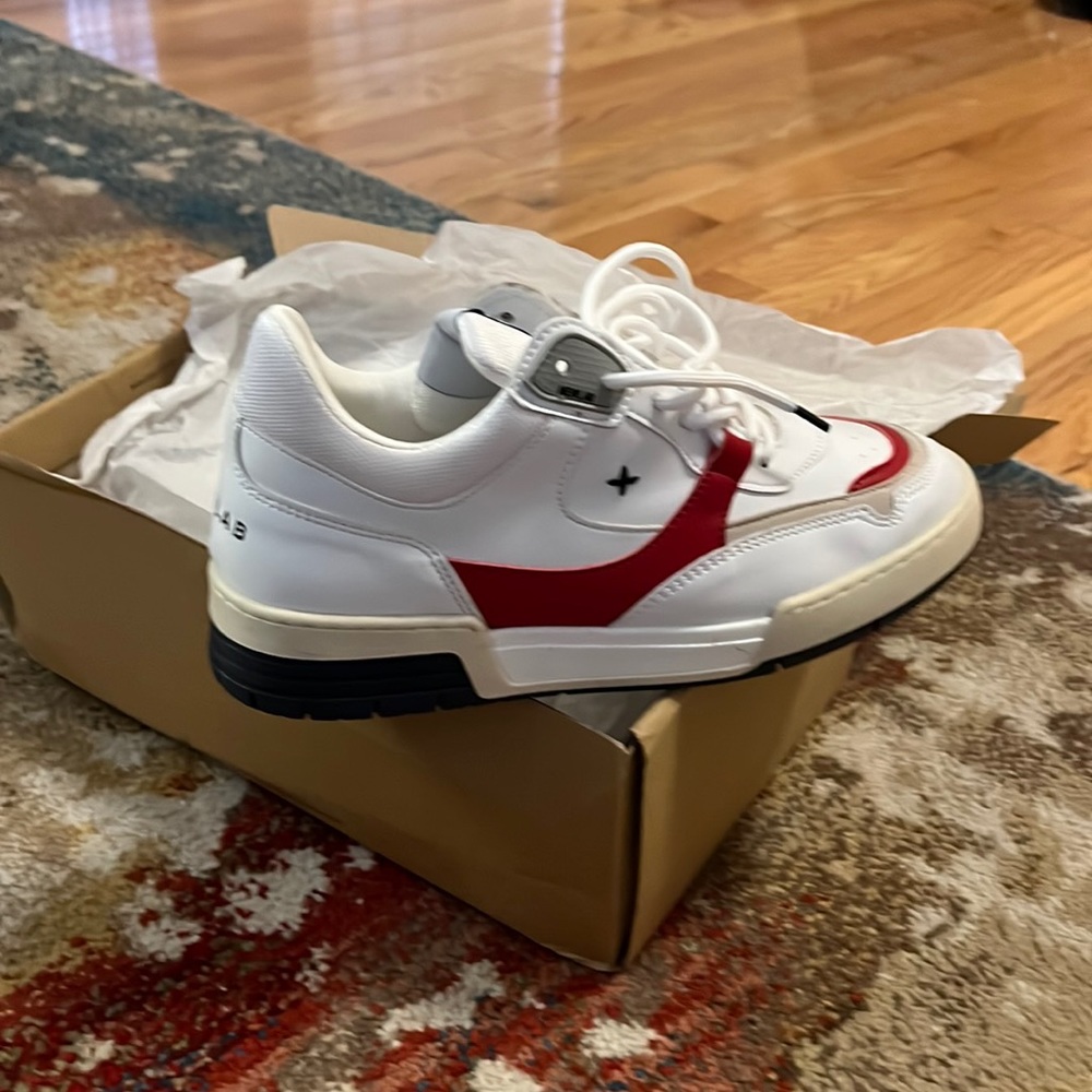 NEWLAB - Mens, size 7.5 Red, Tan, Blue and White Sneakers